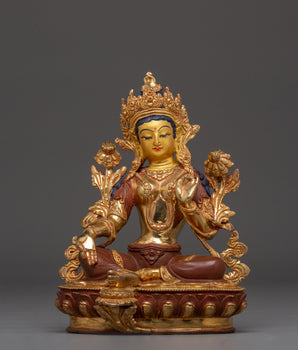 Golden Handmade Buddhist Green Tara Art