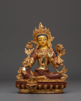 Golden Handmade Buddhist Green Tara Art