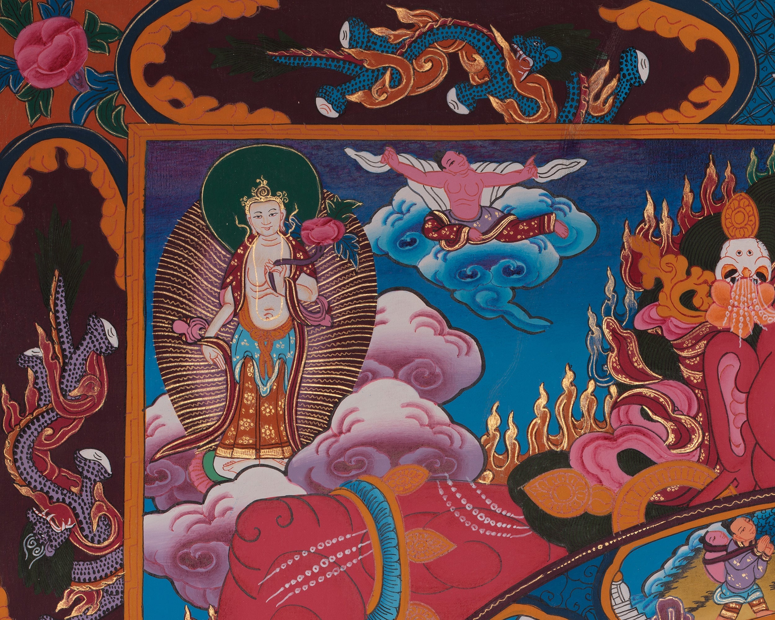Divine Bhavachakra Thangka | Wheel of Life Artwork of Karma and Rebirth