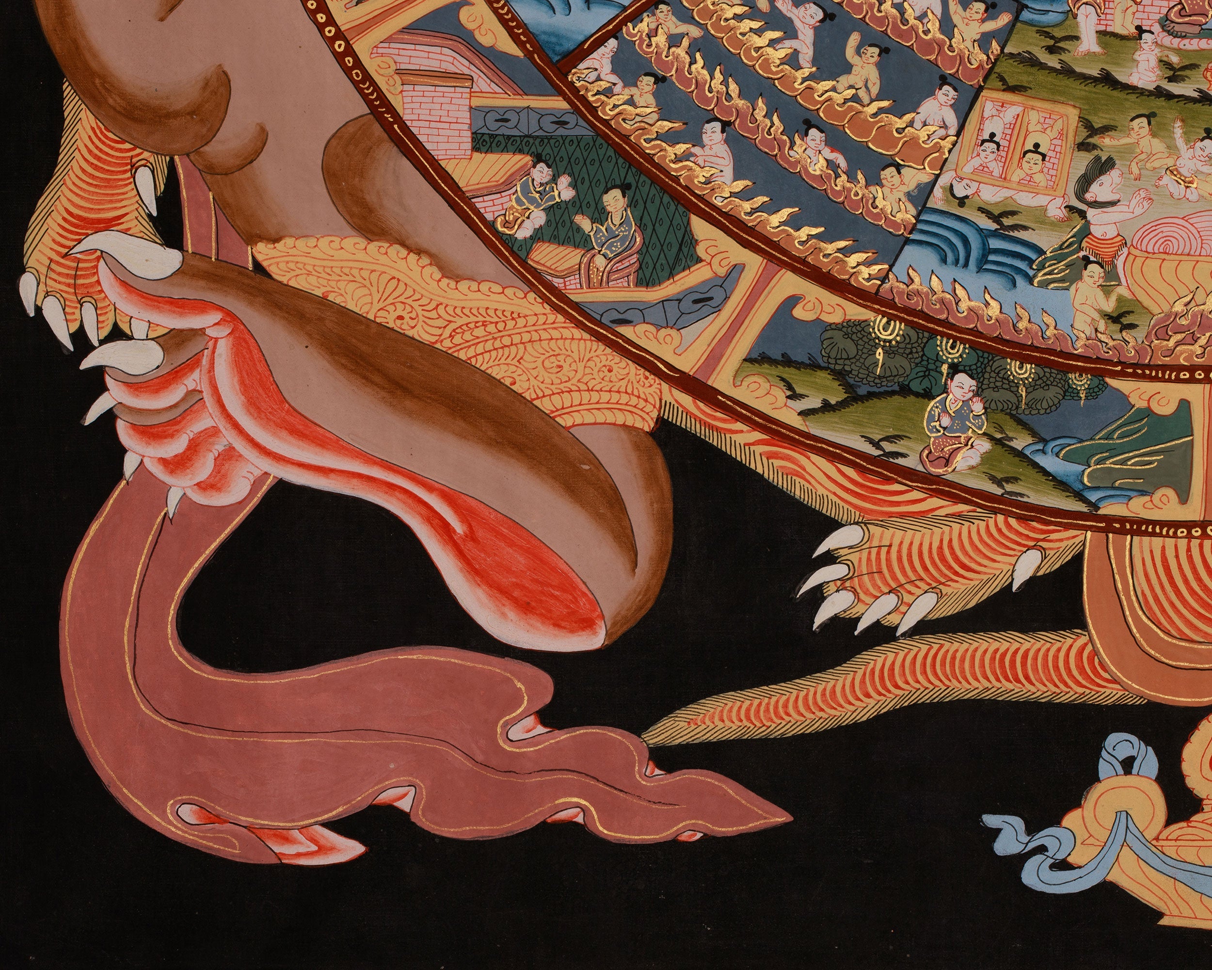 Sacred Wheel of Life Art | Bhavachakra Thangka | Tibetan Artwork