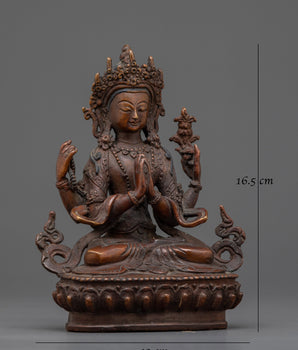 Chenrezig Small Handmade Statue | Embodiment of Compassion and Mercy