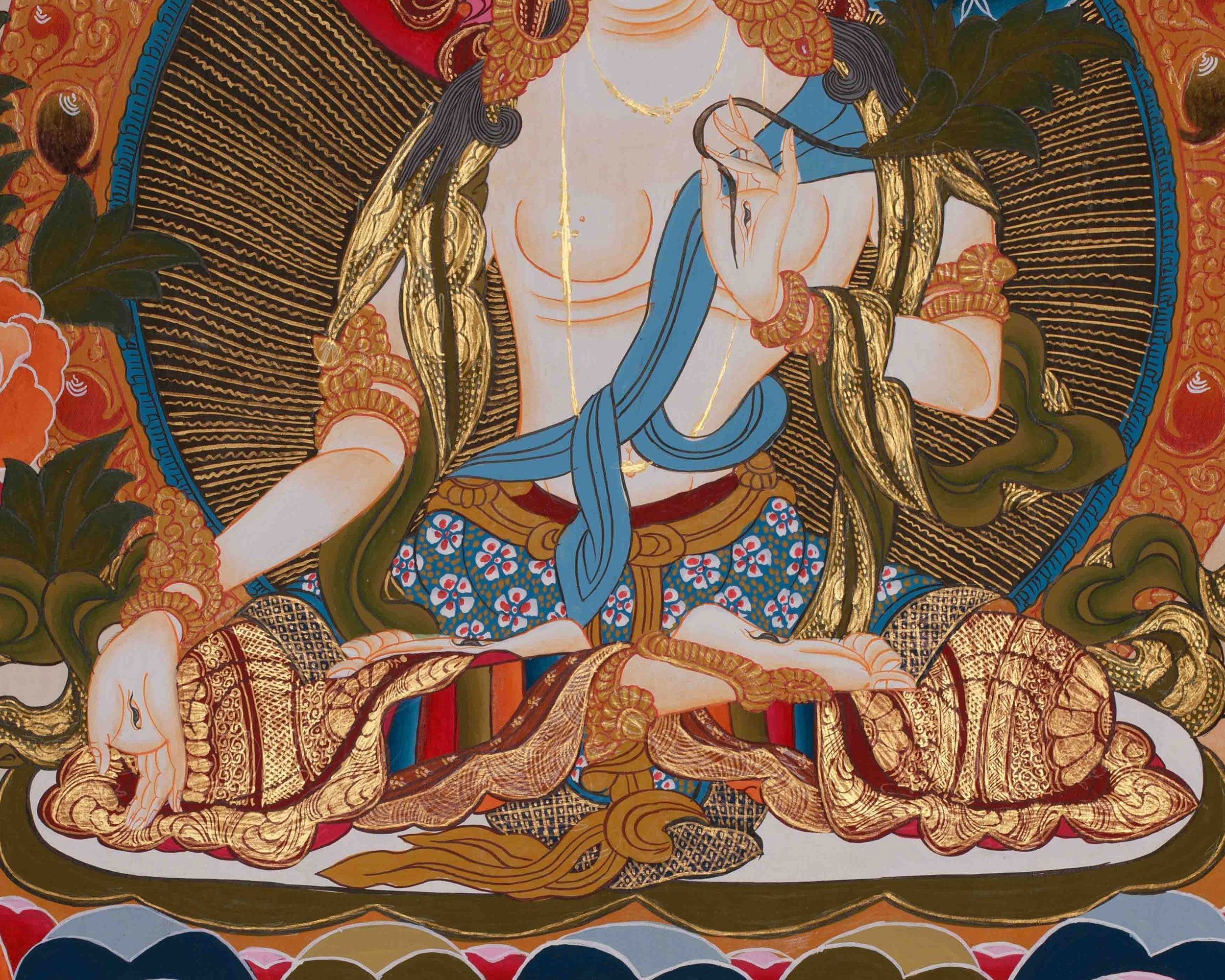 Himalayan White Tara Thangka | Sacred Buddhist Longevity Artwork