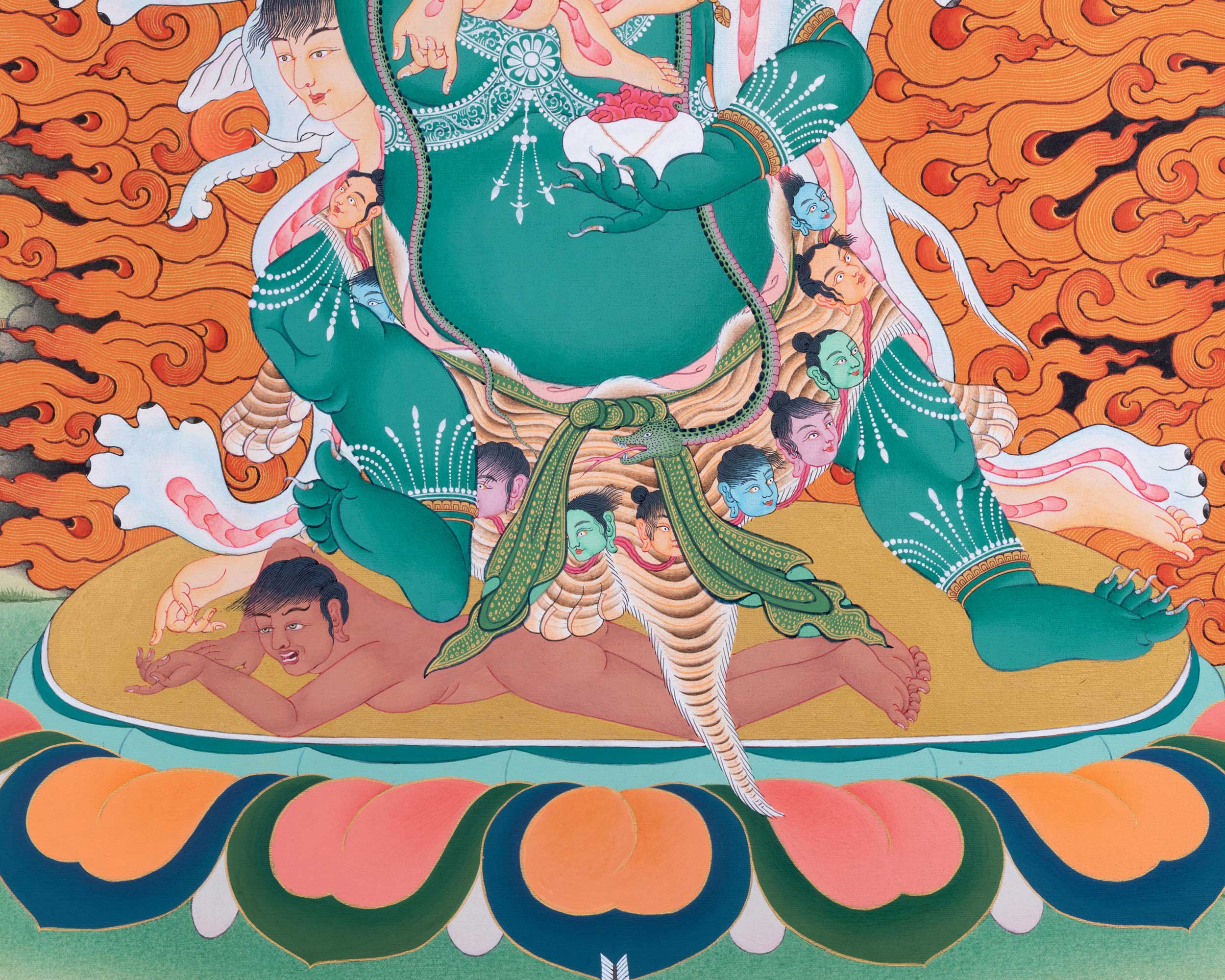Green Hayagriva Thangka Print | Wisdom of the Horse-Headed Deity | Artwork for Divine Guidance