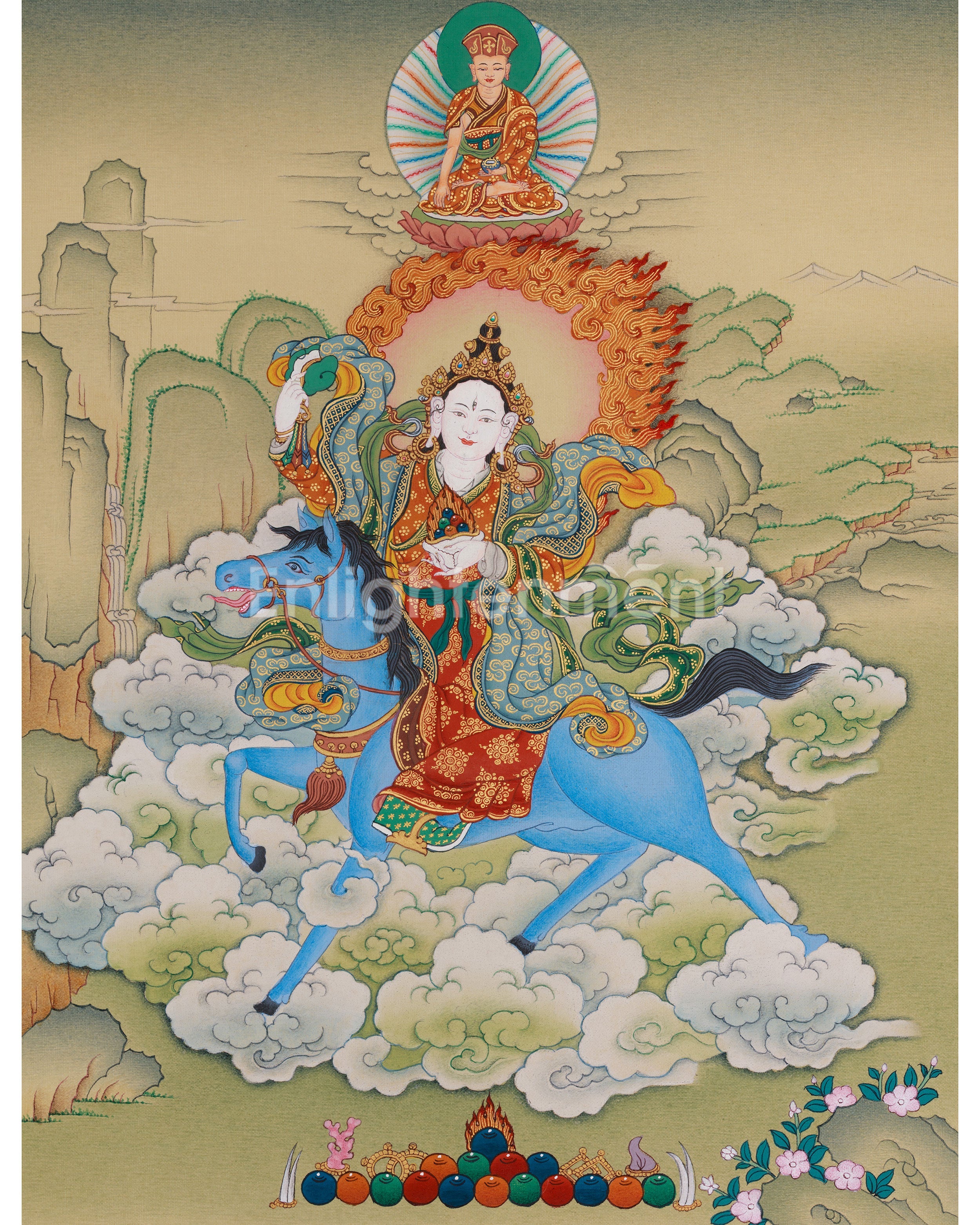 Achi Choki Drolma with Jigten Sumgon Thangka
