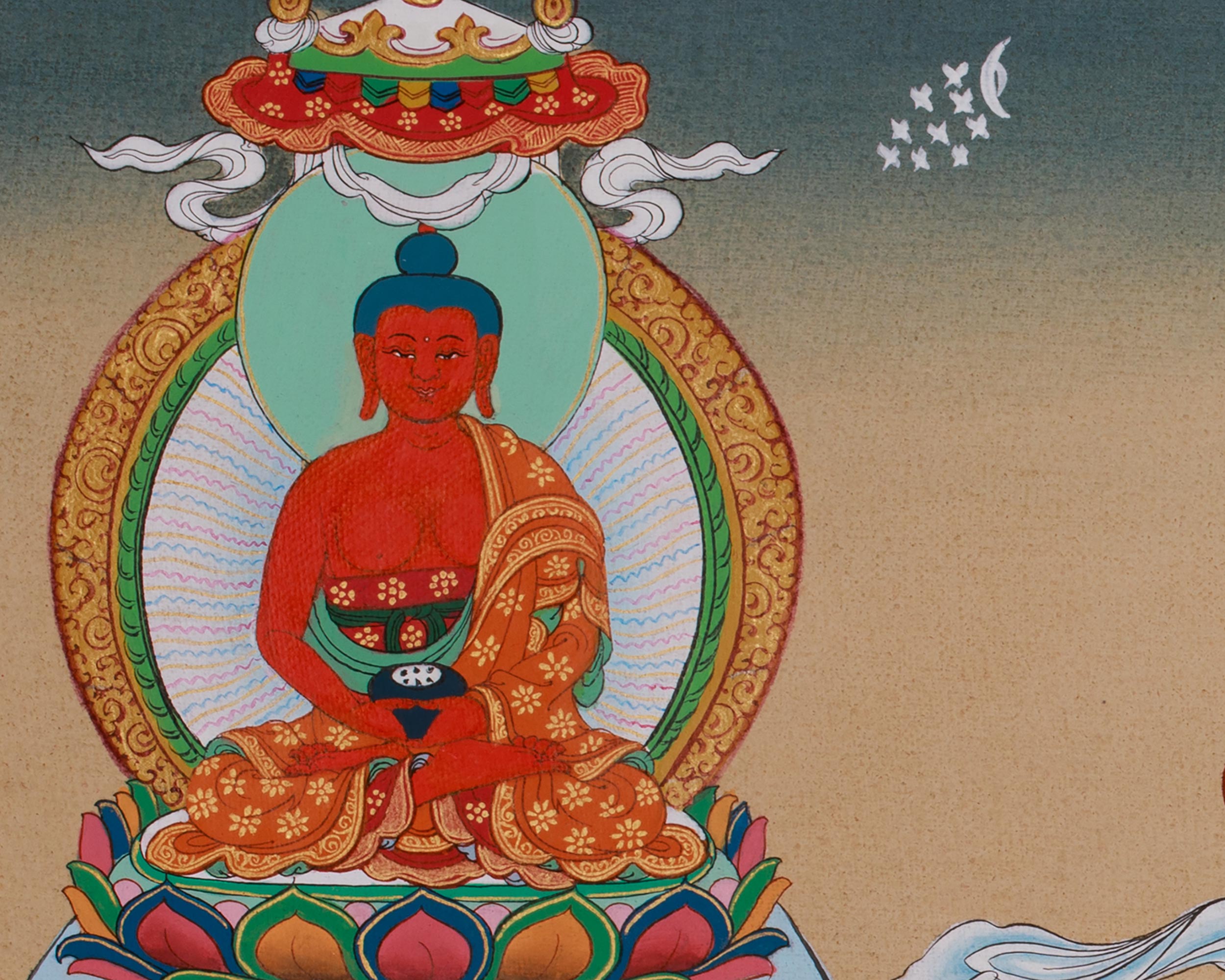 Sacred Five Dhyani Buddha Thangka | Transforms Ignorance And Delusion Into The Wisdom