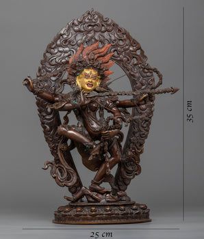Oxidized Copper Kurukulla Dakini Sculpture |  Semi-Wrathful Yidam Artwork
