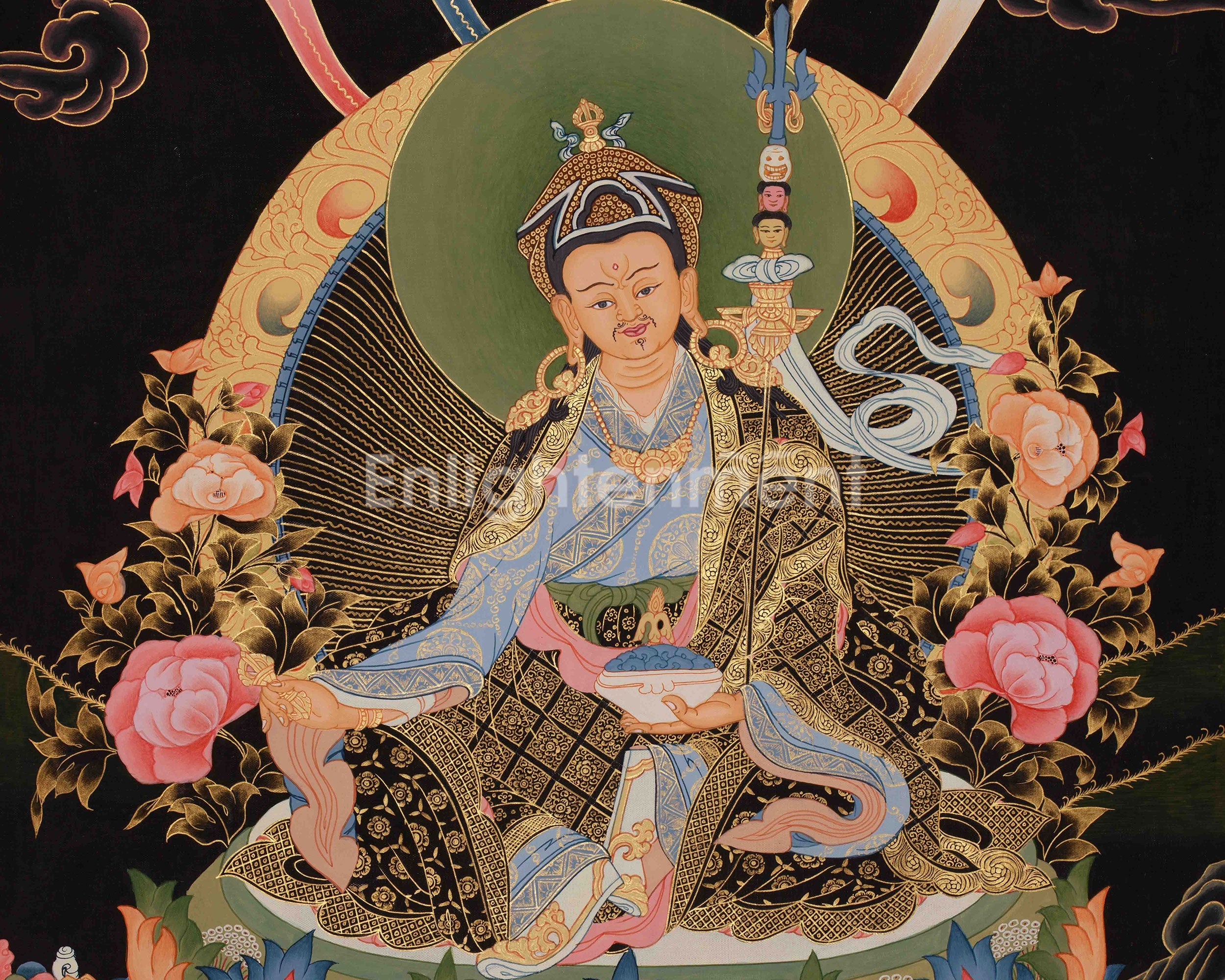 Vajrayana Buddhist Guru Rinpoche Thangka | Guru Padmasambhava Art | Meditation & Spiritual Altar