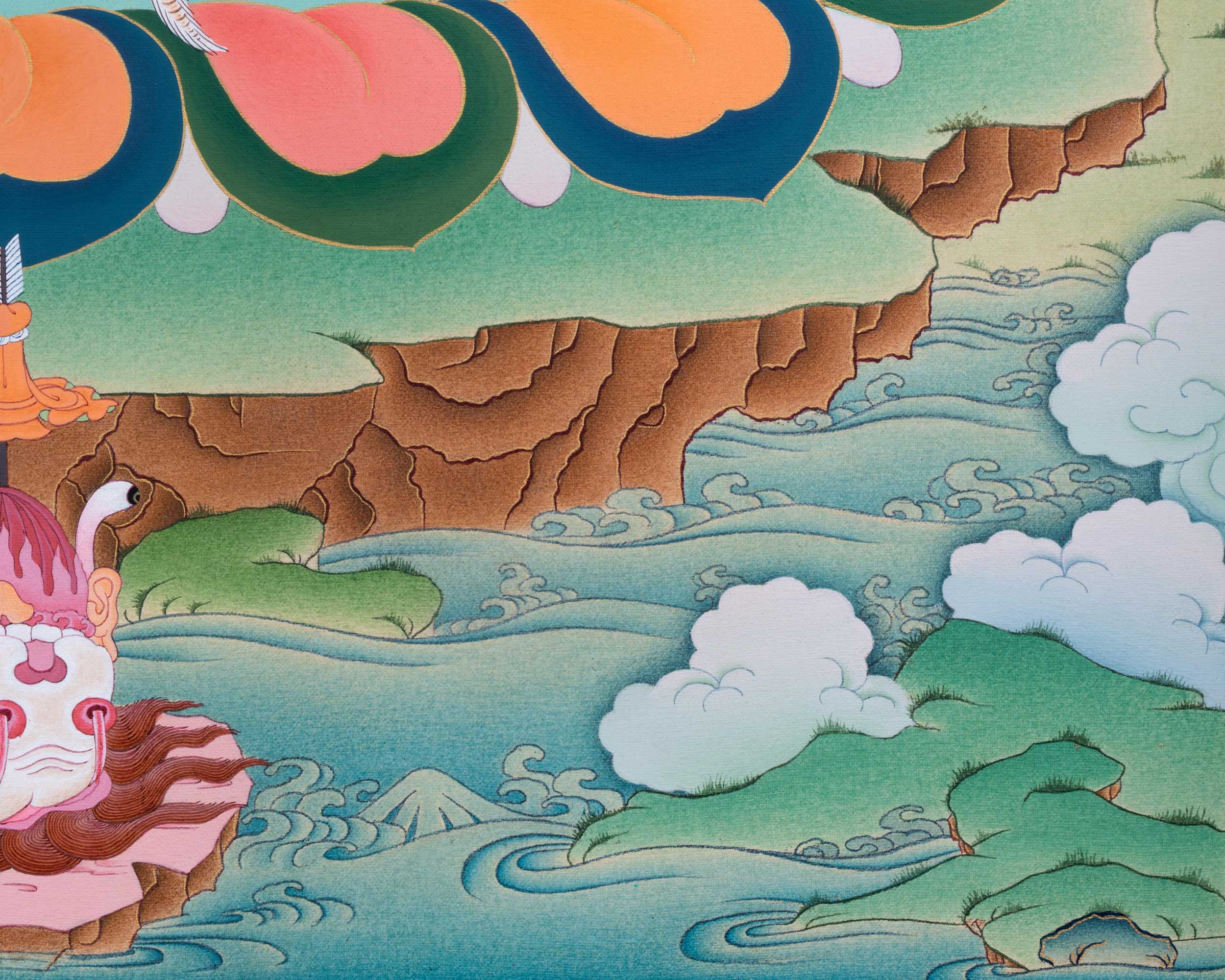 Green Hayagriva Thangka Print | Wisdom of the Horse-Headed Deity | Artwork for Divine Guidance