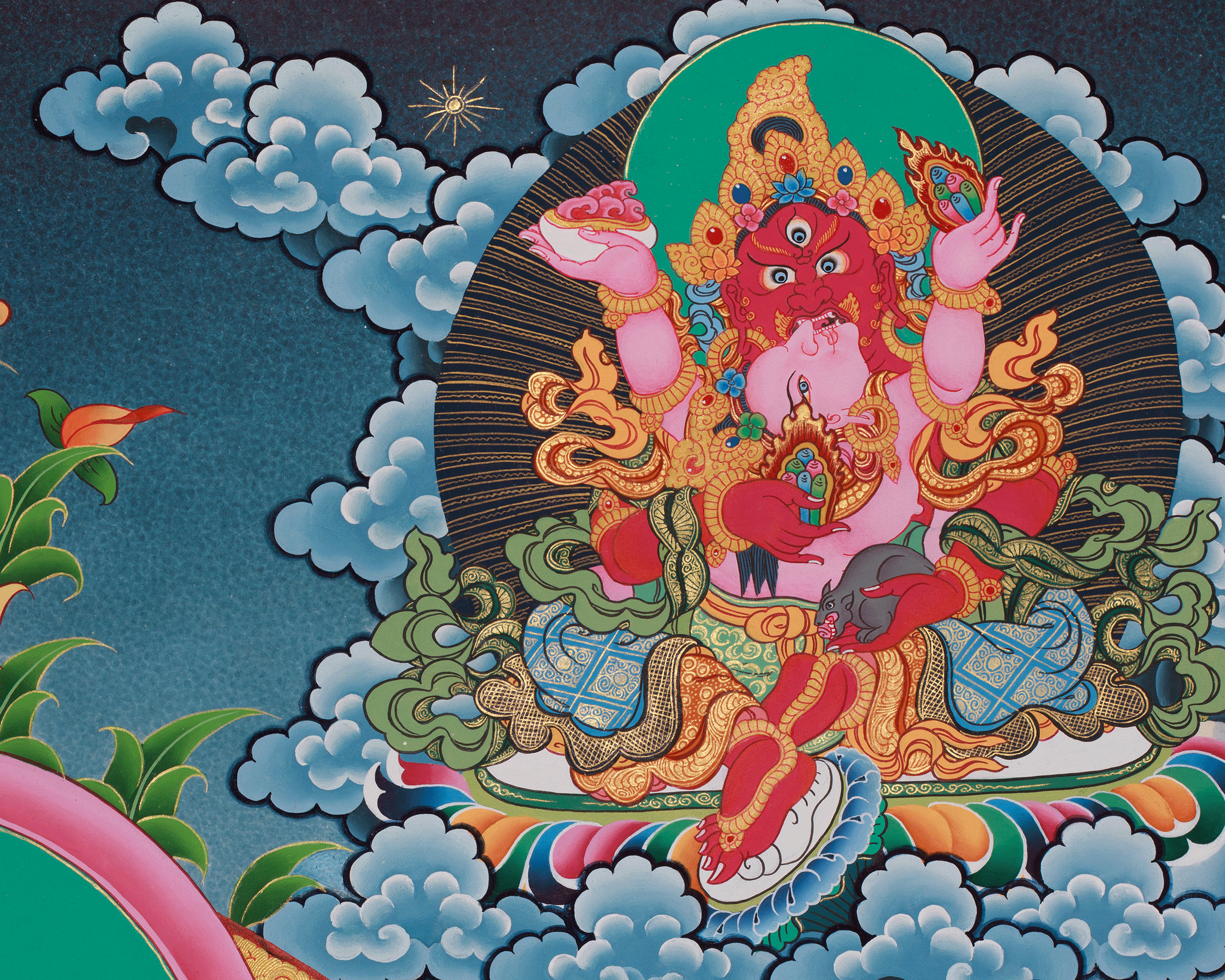 Five Dzambhala Thangka | Embodiments of Abundance in Tibetan Buddhism
