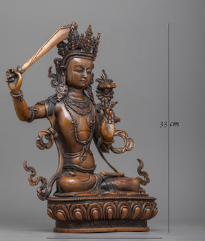 Noble Manjushri Buddhism Statue | A Reverence in Oxidized Copper Craftsmanship