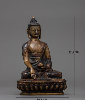 Shakyamuni Buddha Small Darken Oxidized Statue | Serene Miniature