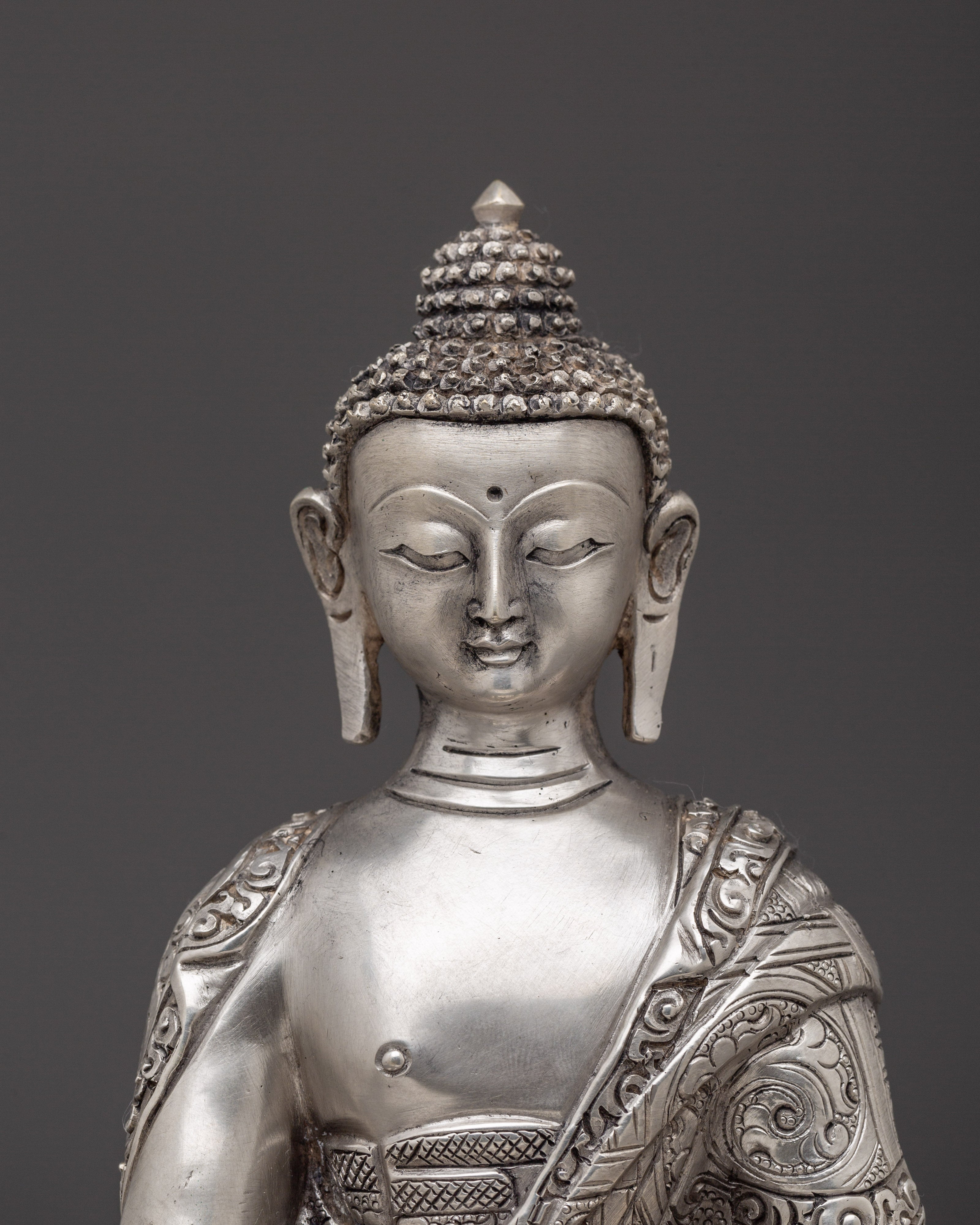 Silver Shakyamuni Buddha Statue | Gautama Buddha - Dharma Founder