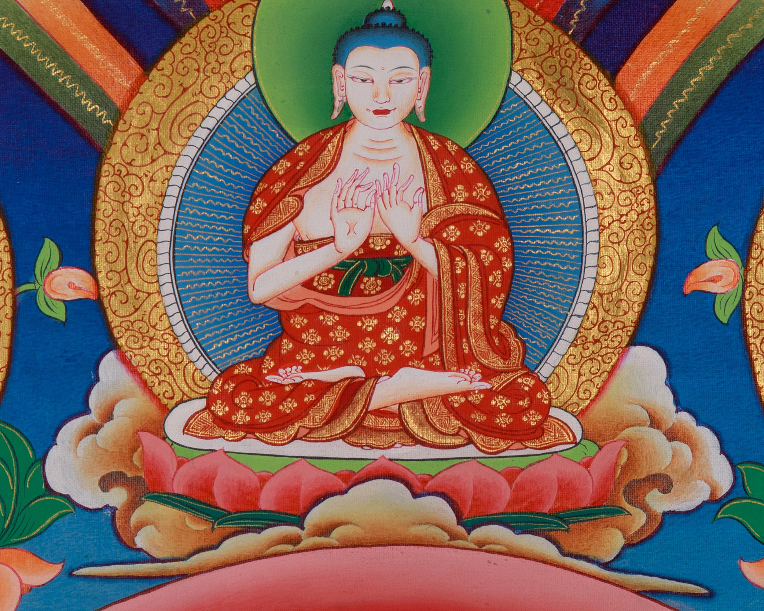 Chenrezig With Other Deities Thangka | Five Dhyani Buddha | Vajrapani And Manjushri Art