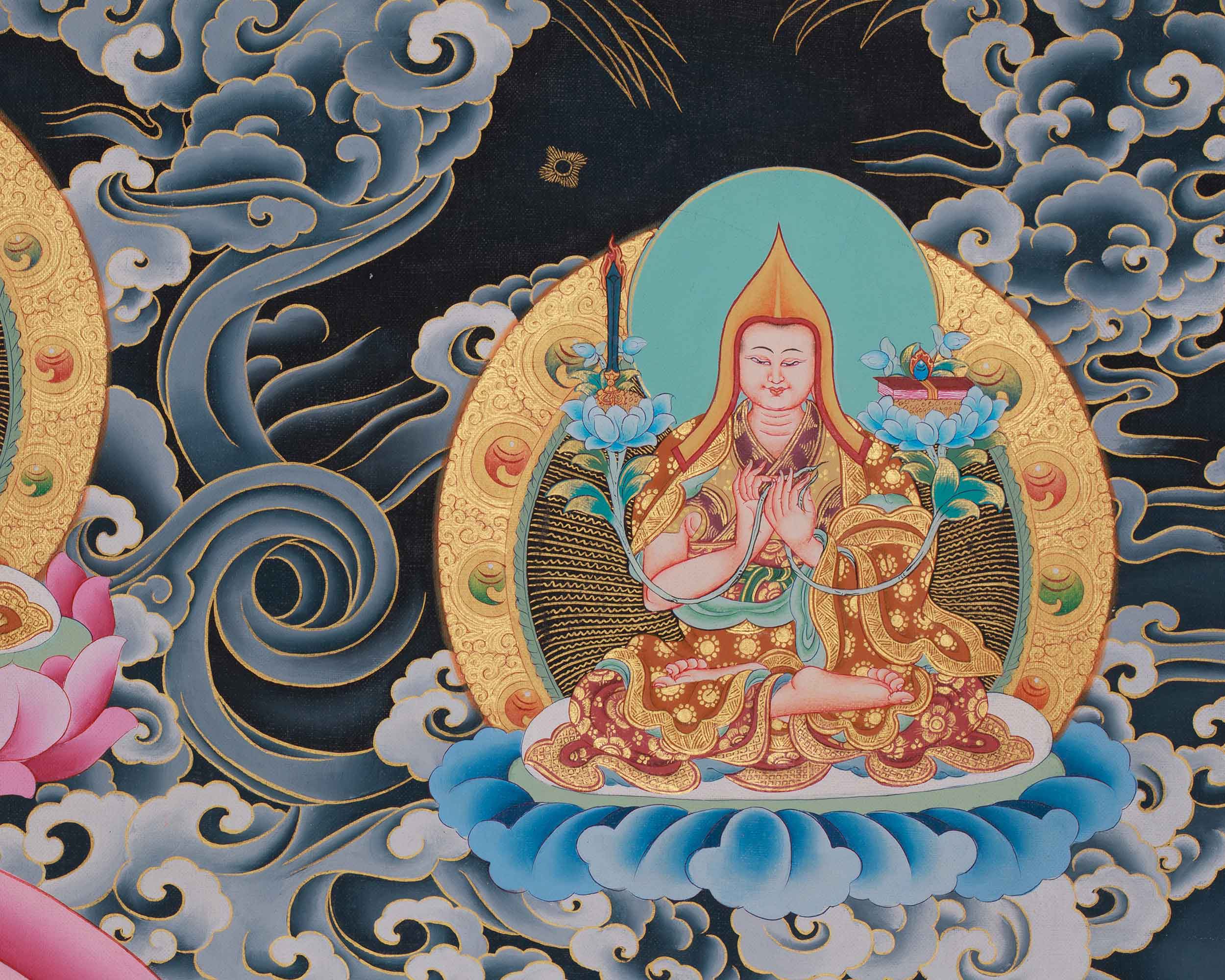 White Tara With Other Deities Thangka | Vajrayana Deity Shyama Tara