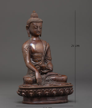 Handcrafted Tibetan Oxidized Shakyamuni Buddha Copper Art 