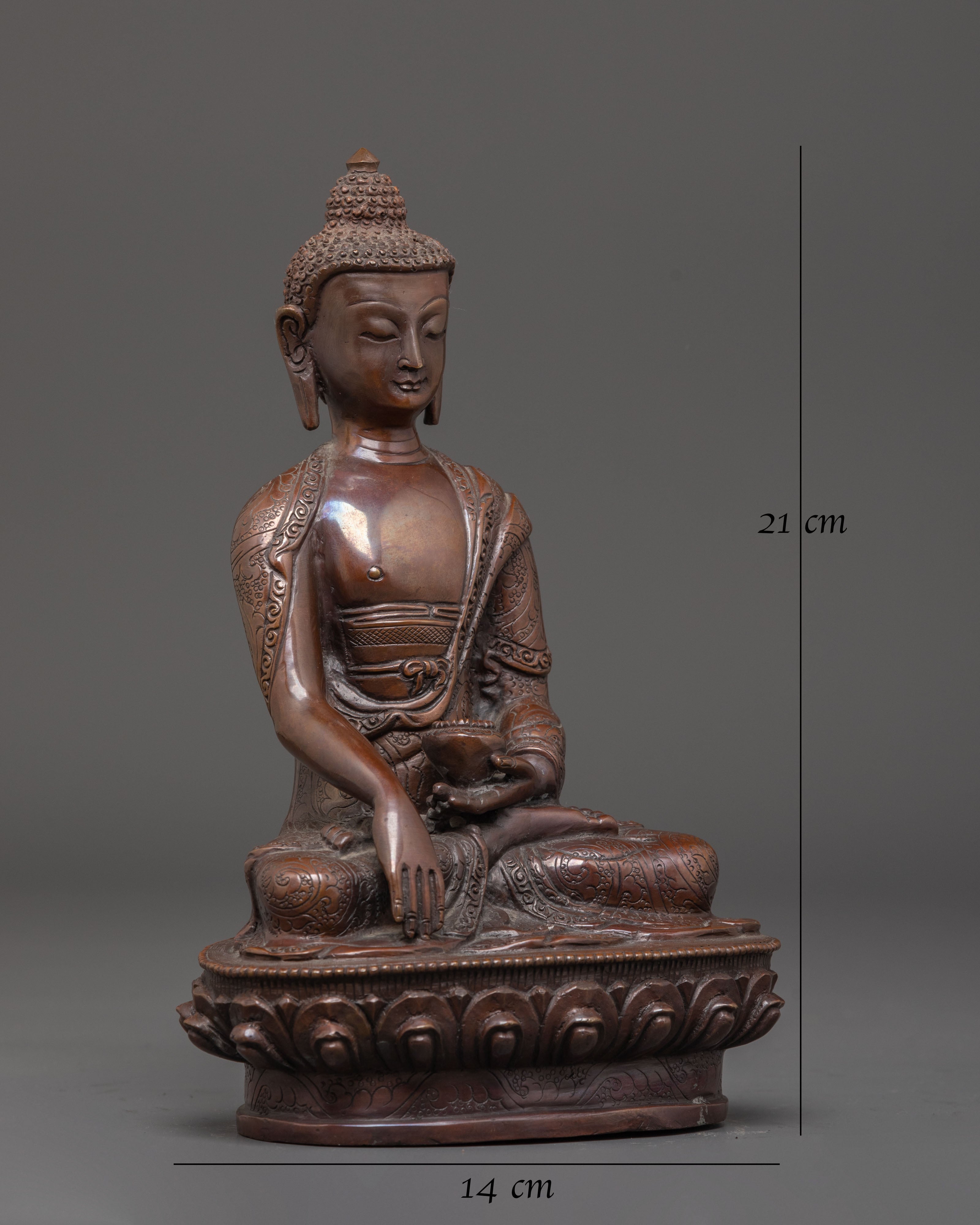 Handcrafted Tibetan Oxidized Shakyamuni Buddha Copper Art 