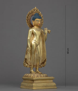 Standing Shakyamuni Buddha Statue | Finely Hand Carved Tibetan Art