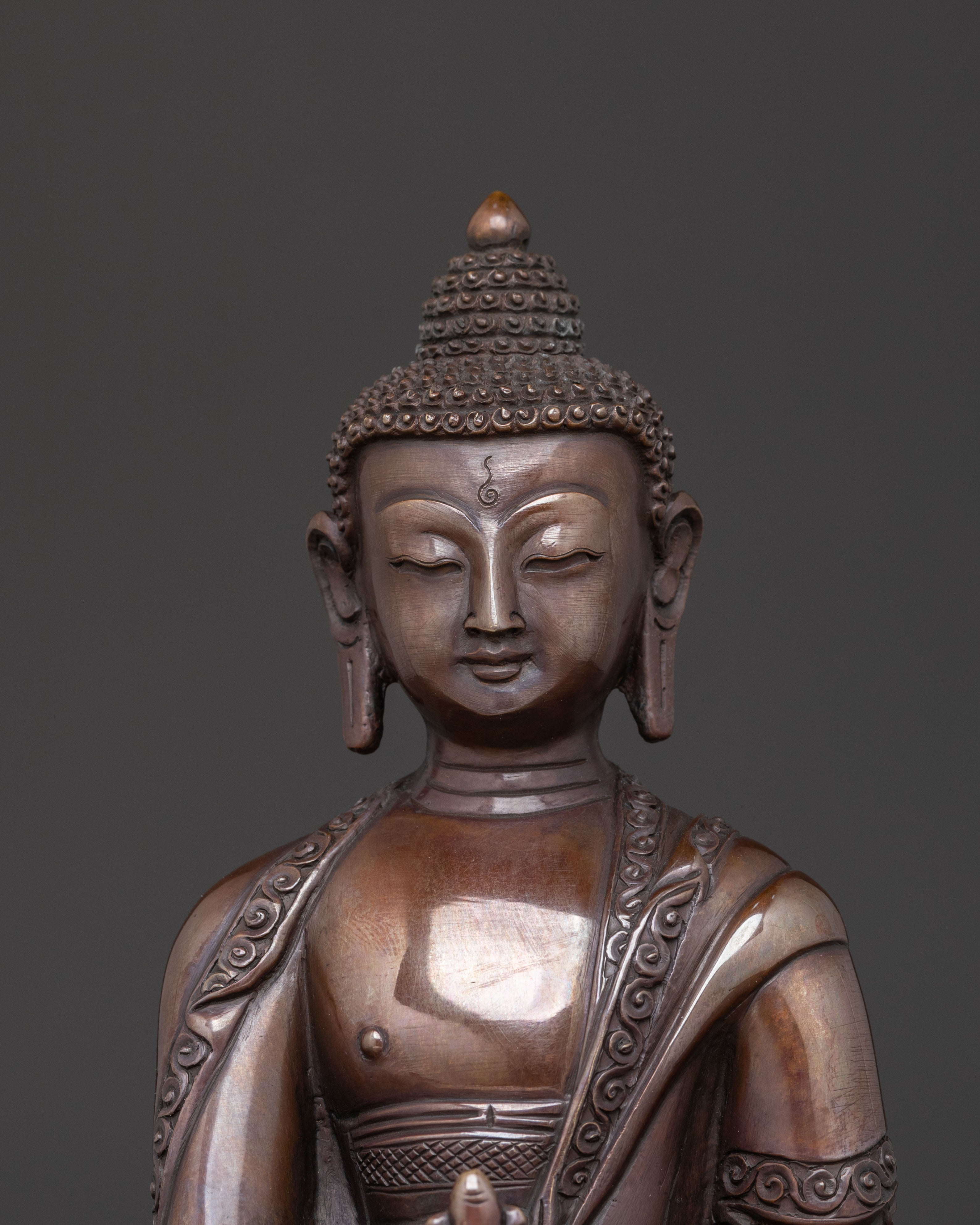 Healing Radiance: Medicine Buddha Spiritual Statue in Oxidized Copper