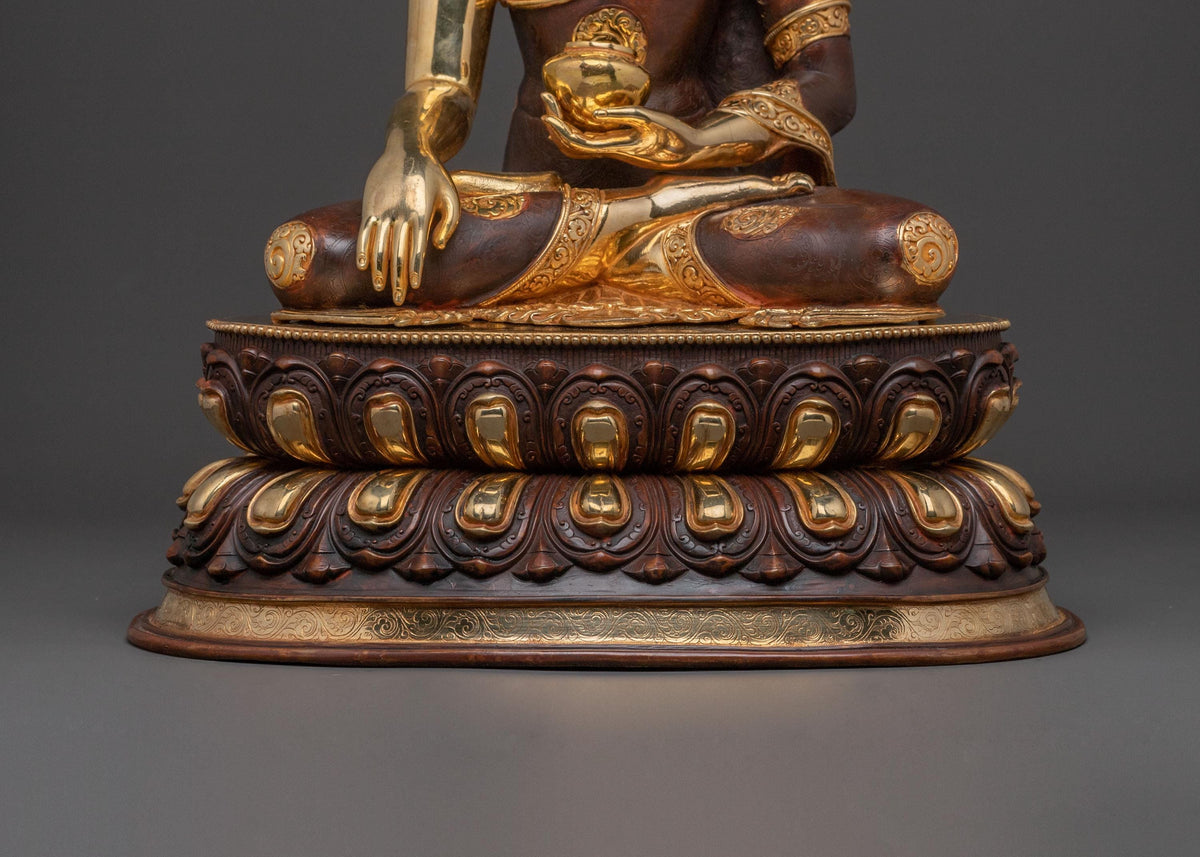 24k Gold Gilded Shakyamuni Buddha Sculpture | Historical Buddha | Tibetan Decor | Meditation Sacred Altar"
