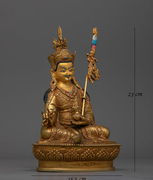 Guru Rinpoche Small 23cm Statue | Handcrafted Copper Sculpture