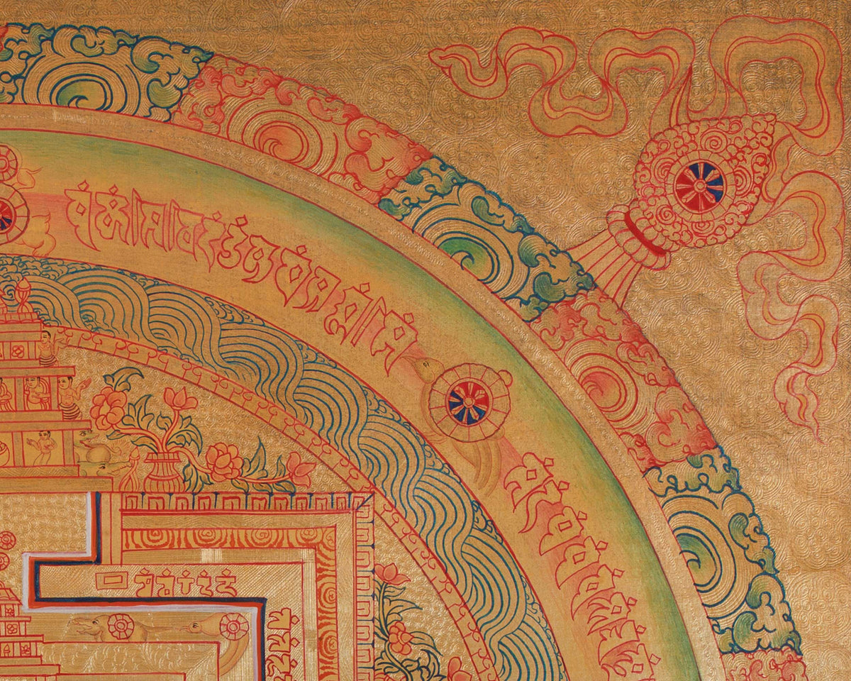 Handmade Kalachakra Mandala Thangka in Gold | Ritual & Meditation Art