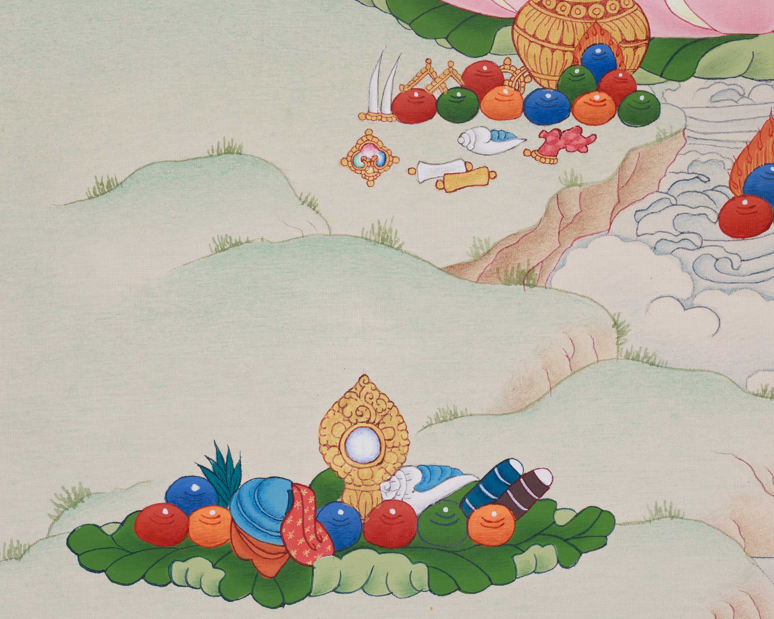Hand-painted Dzambhala Thangka | Spiritual Wealth