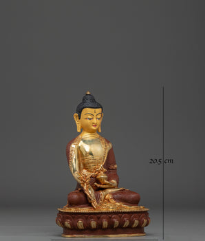 Golden Buddhist Healing Buddha Bhaisajyaguru Statue