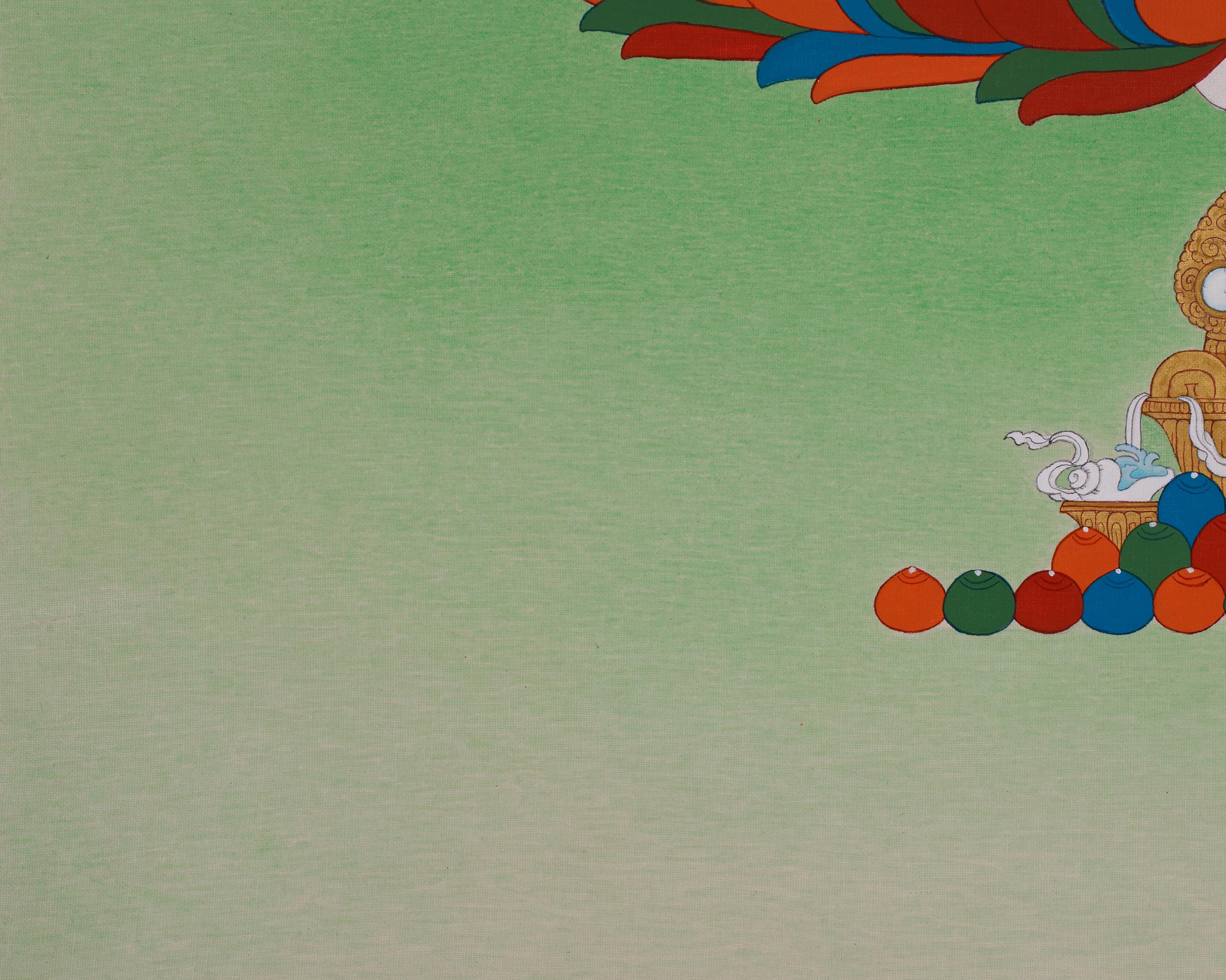 Buddhist Four-Armed Chenrezig Thangka | Symbolizing Compassion, Mercy, and Protection