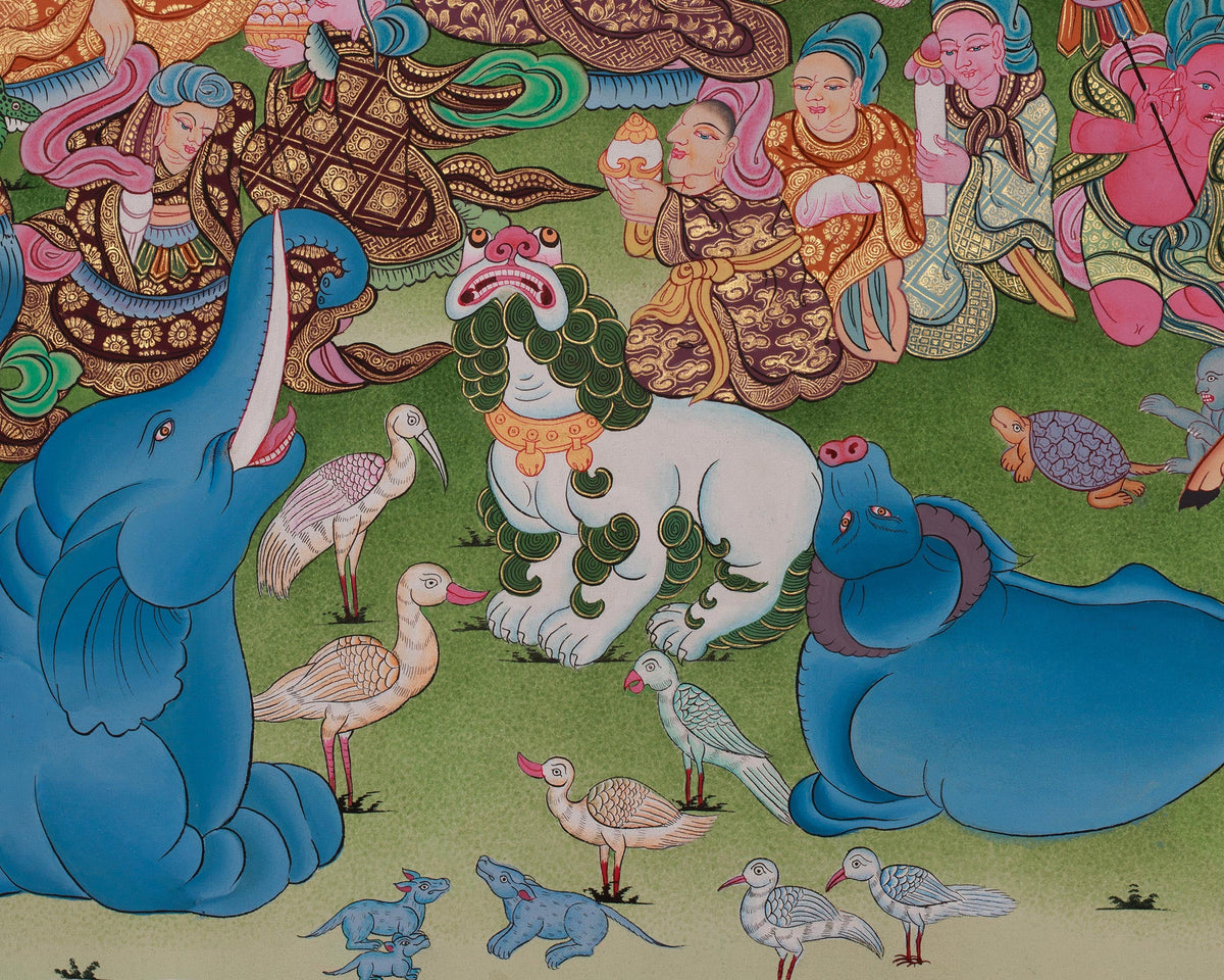 Divine Buddha Parinirvana Thangka | Enlightenment and Spiritual Liberation