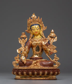 White Tara Buddha Statue with 24K Gold Gilded