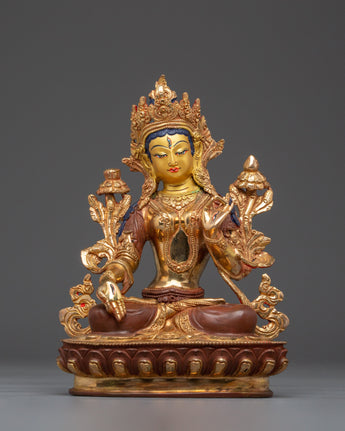 White Tara Buddha Statue with 24K Gold Gilded