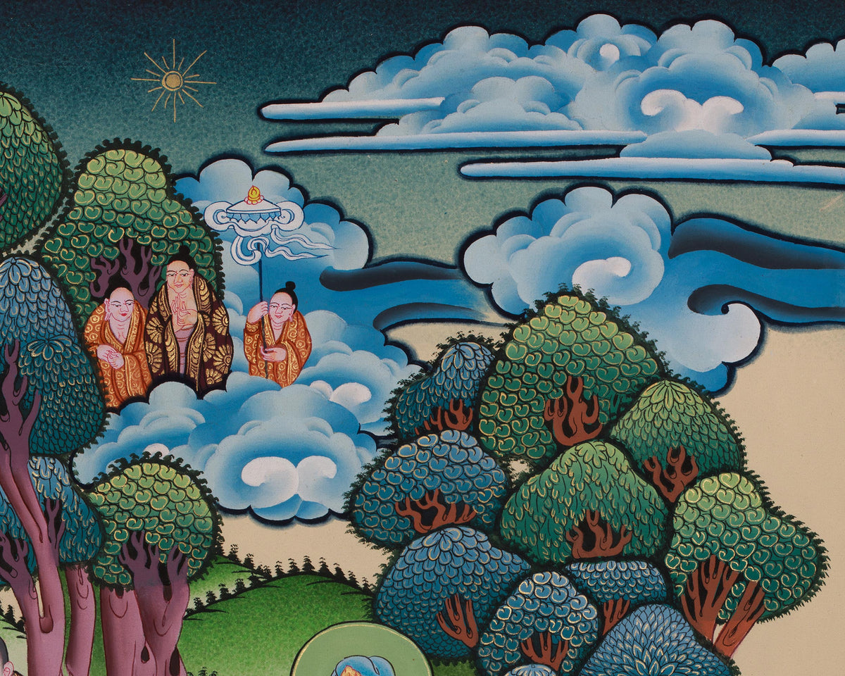 Divine Buddha Parinirvana Thangka | Enlightenment and Spiritual Liberation