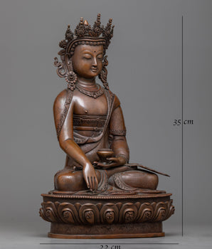 Crown Jewels Shakyamuni Buddha Statue | A Timeless Elegance in Oxidized Copper