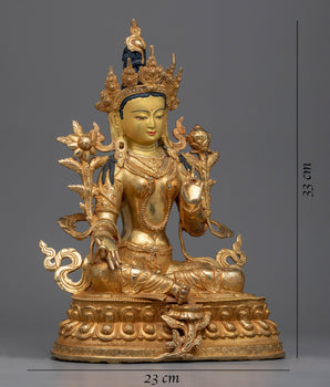 Unleash Serenity with Our Green Tara (Tara Noble) Statue | Fine Himalayan Sculpture