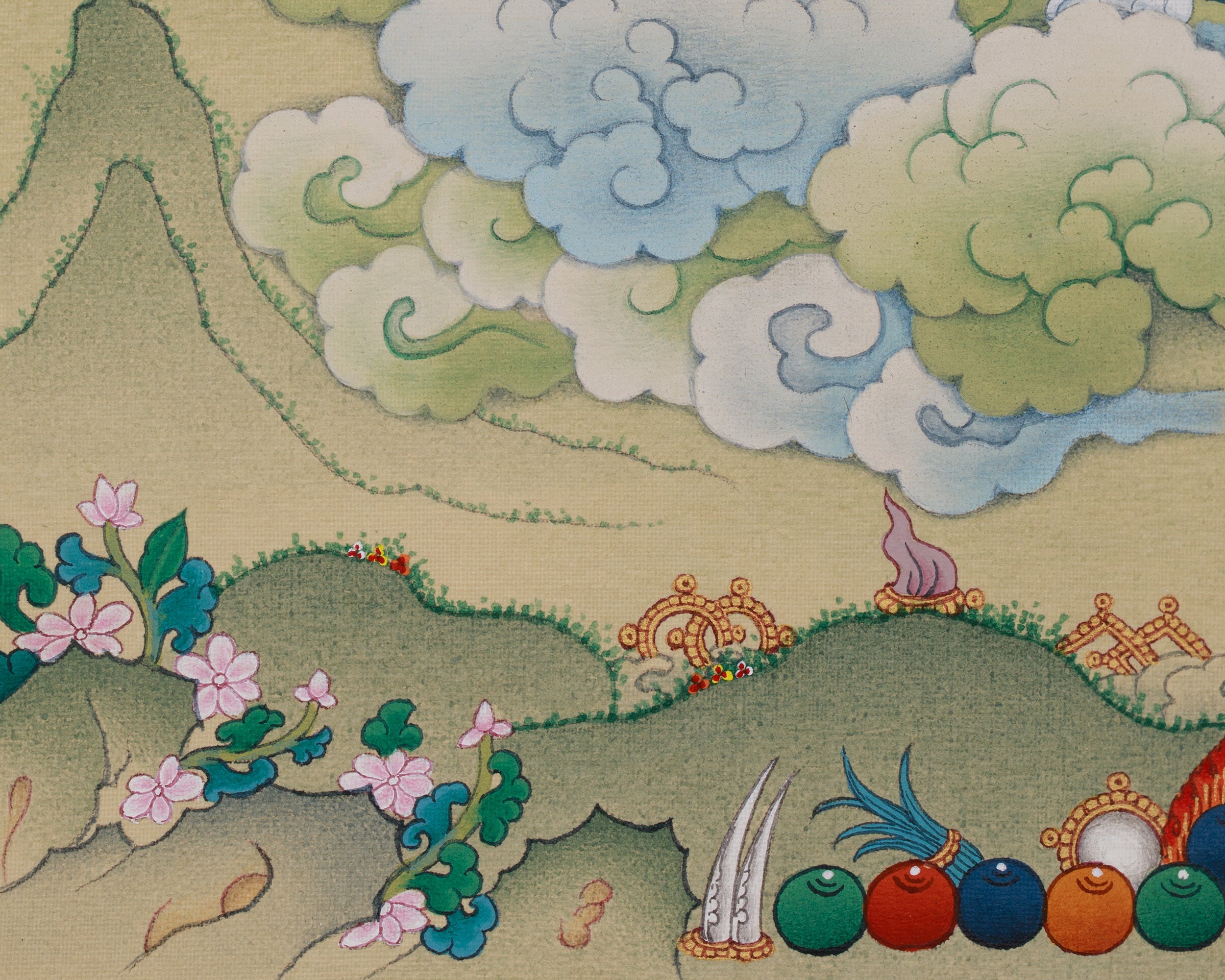 Tsheringma with Milarepa Thangka | Tibetan Artwork for Longevity and Wisdom