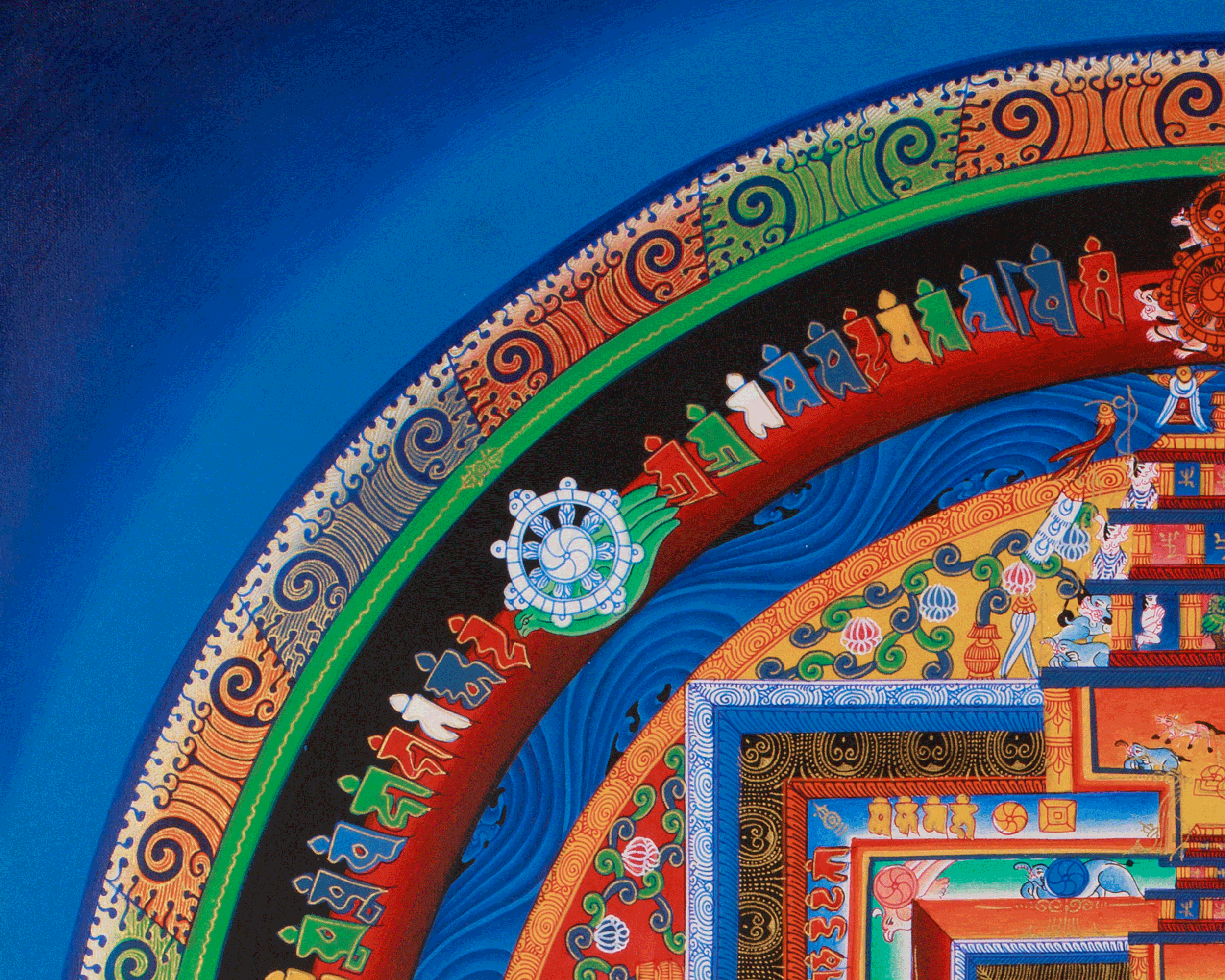 Hand-Painted Kalachakra Mandala Art | Sacred Geometry | Meditation Altar