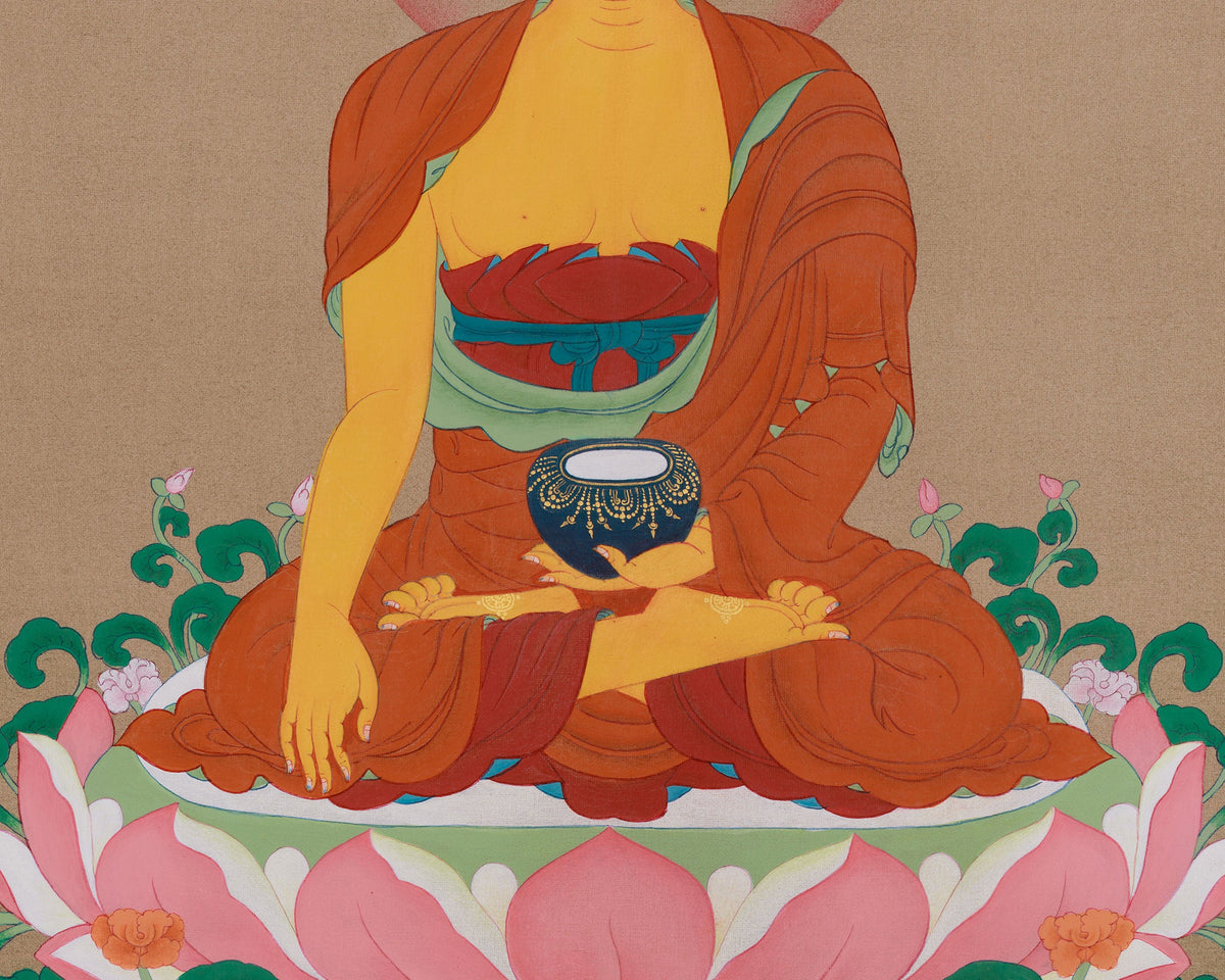 Spiritual Thangka Of Shakyamuni Buddha | Siddhartha Gautama | Himalayan Art Of Peace & Enlightenment |