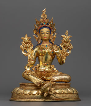 green-tara-golden-statue