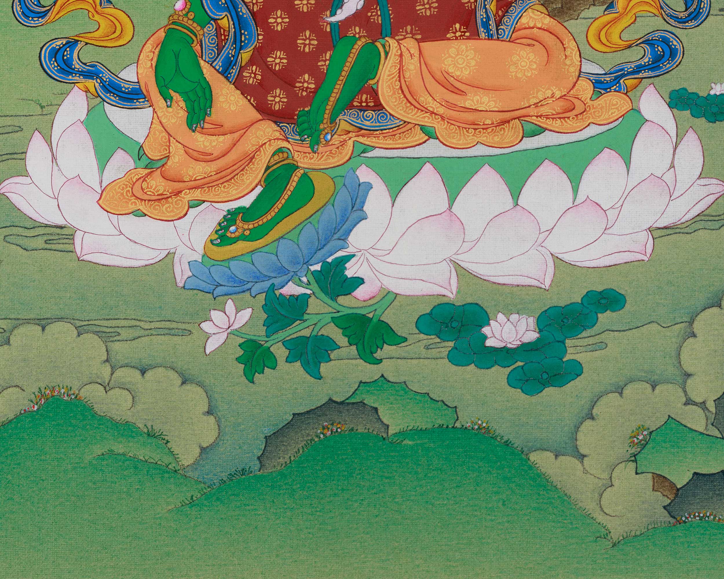 Hand-painted Thangka of Shyama Tara | Green Tara Protection Deity