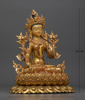Nepalese Handcrafted White Tara Statue | Embodiment of Compassion and Healing