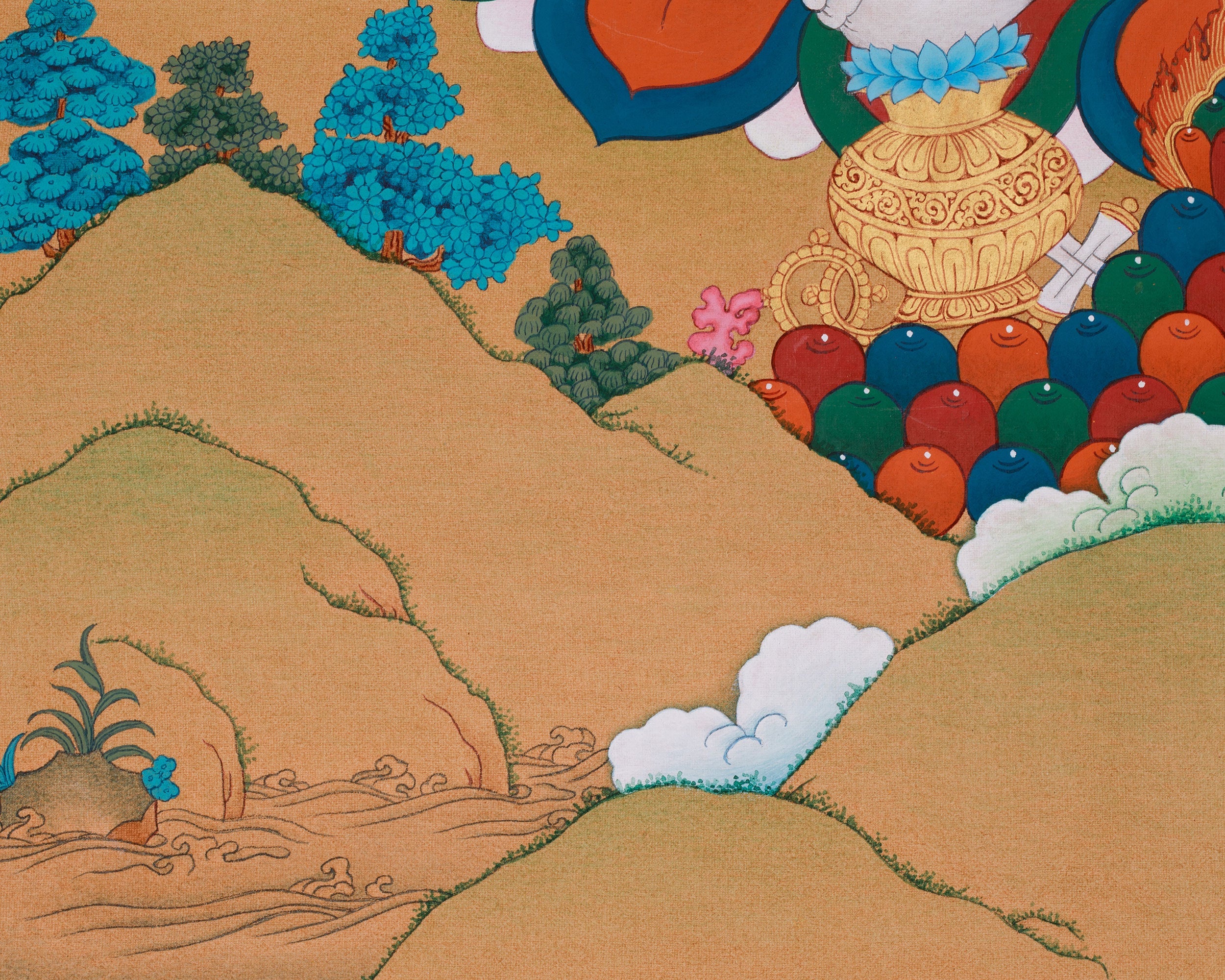 24 Inch Dzambhala Thangka | Buddhist God of Fortune and Protection