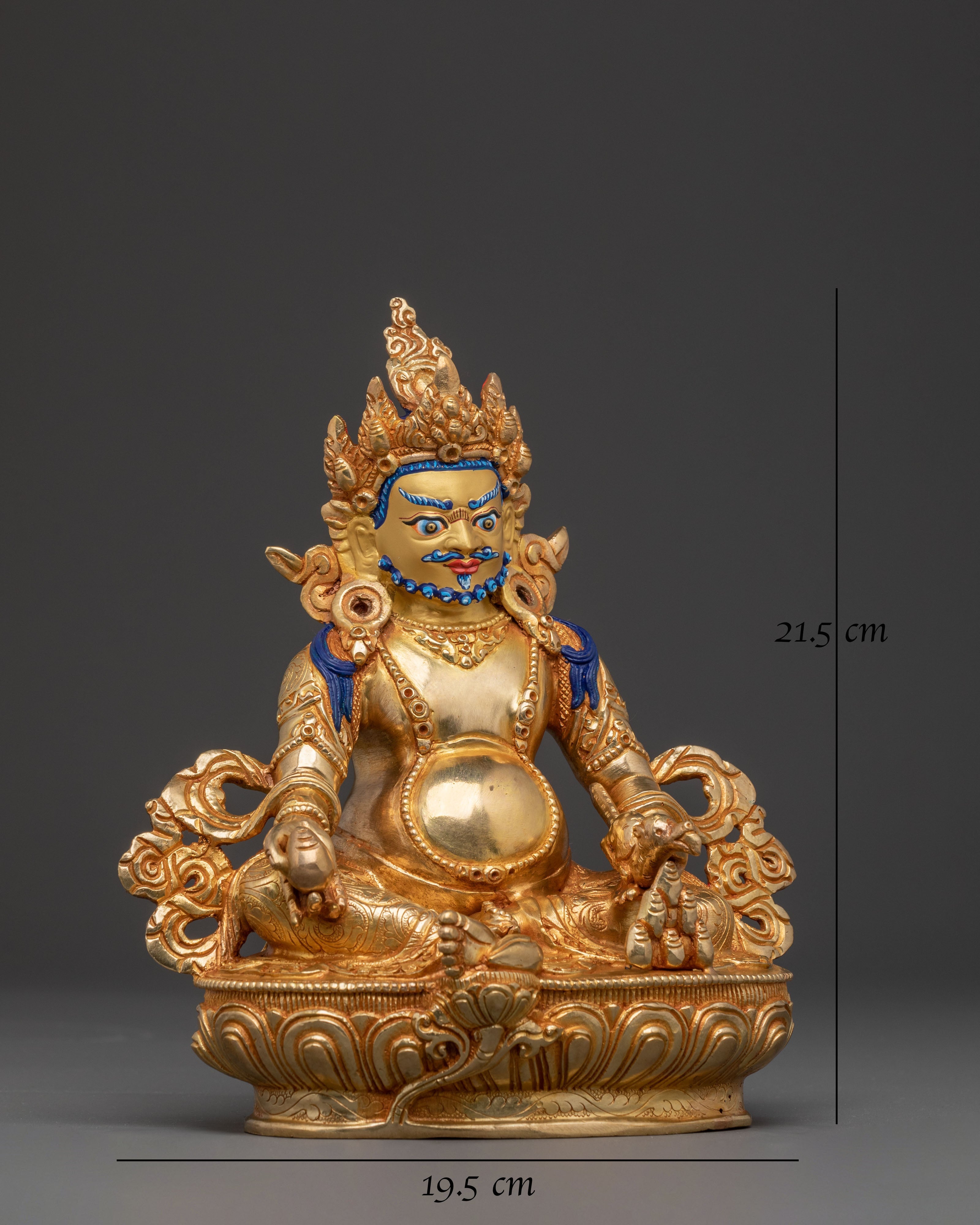 Sacred Statue of Dzambhala | 24K Gold Gilded Copper Statue