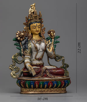 Female Buddhist Goddess White Tara Statue |  Embrace Divine Feminine Energy