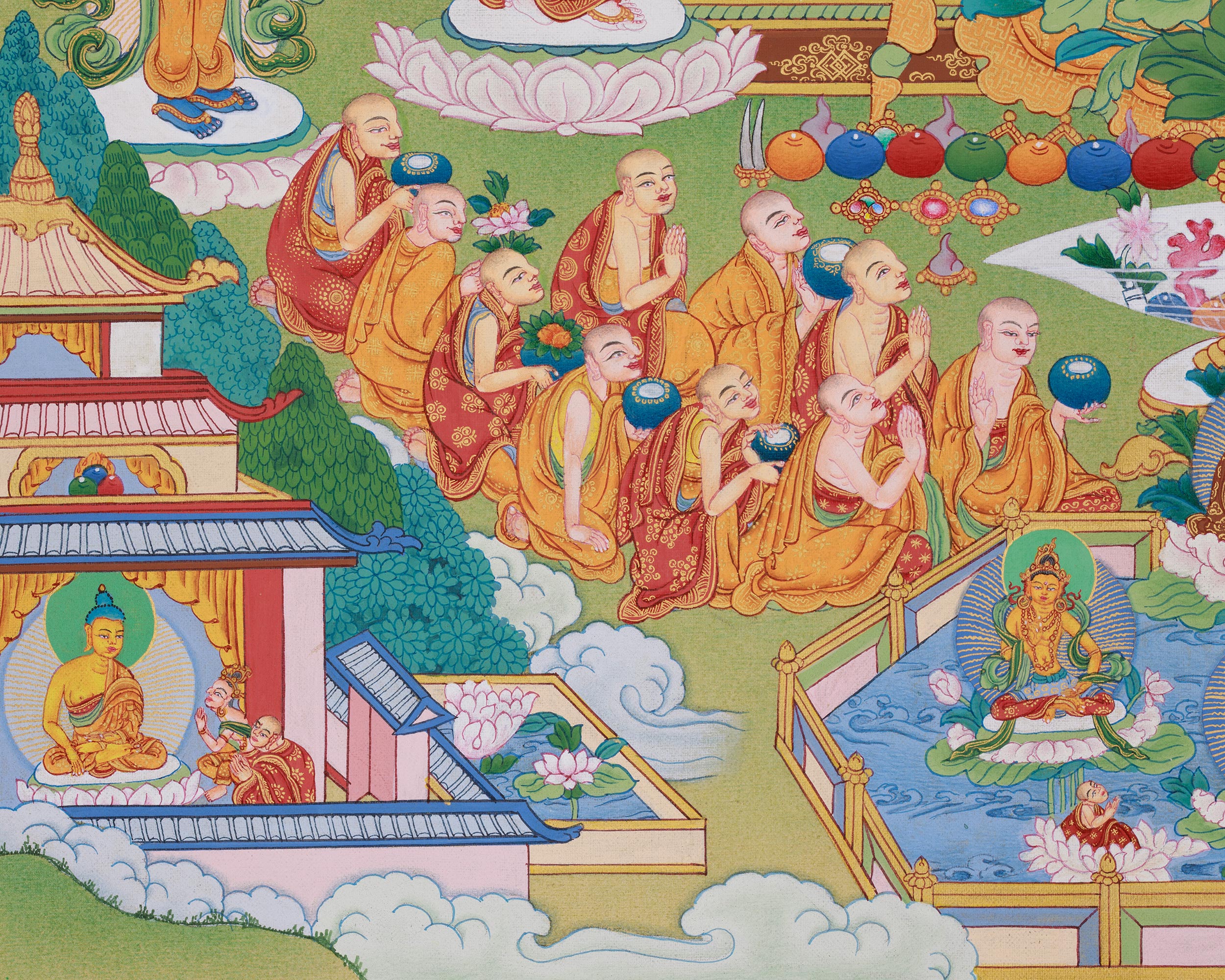 Amitabha Singham Thangka | The Buddha of Boundless Compassion and Light