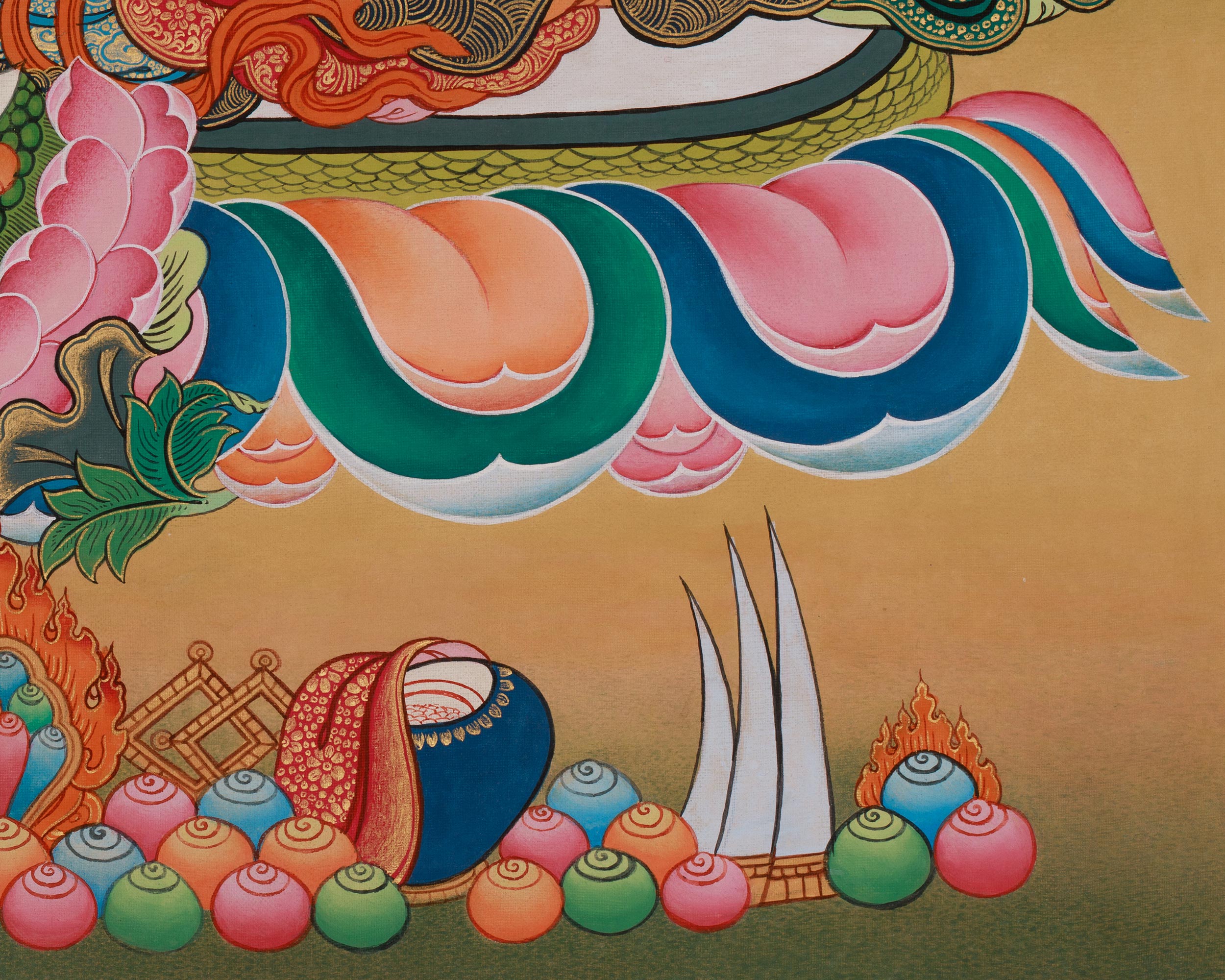Tibetan Deity Dzambhala Thangka | Embodiment of Prosperity
