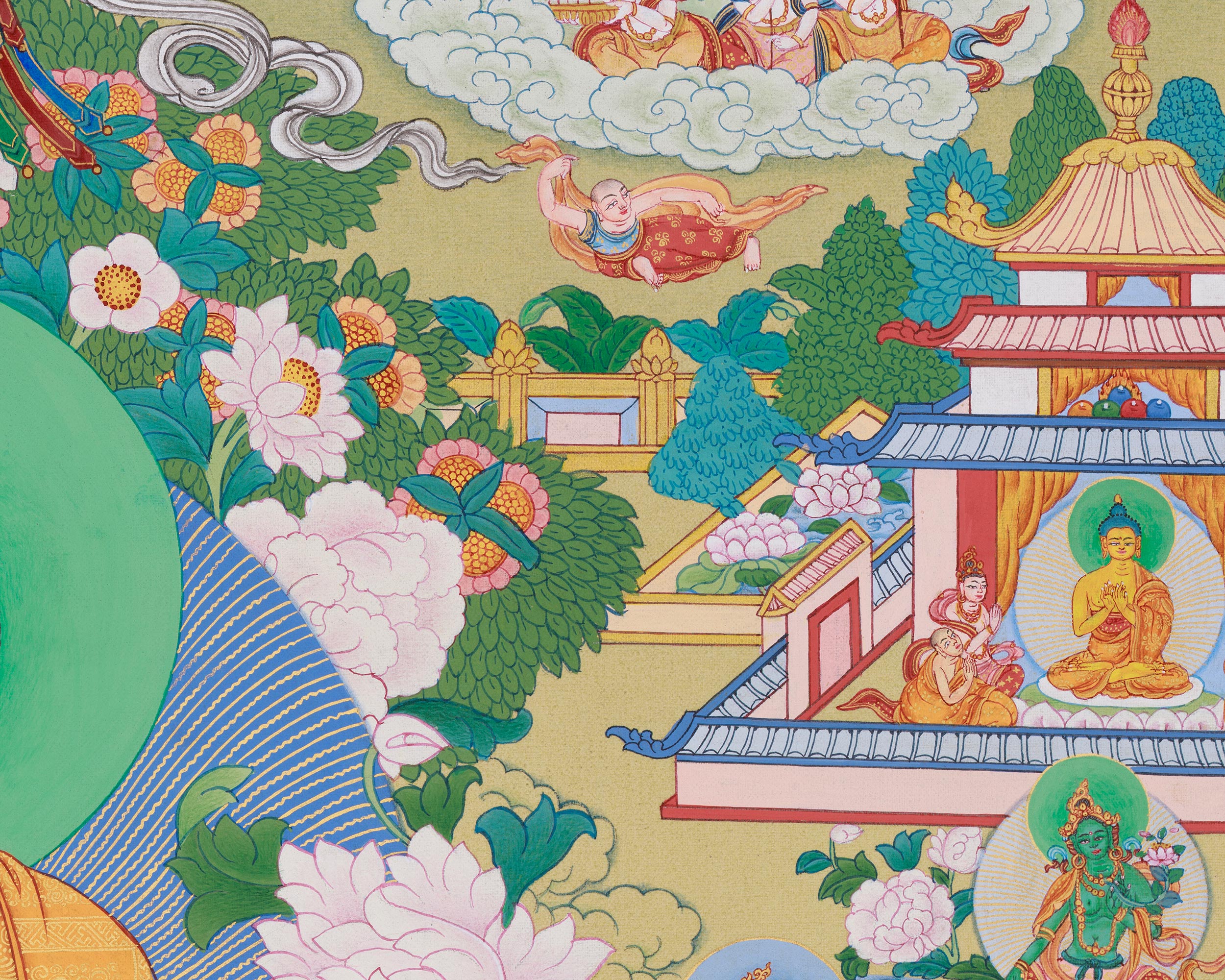 Amitabha Singham Thangka | The Buddha of Boundless Compassion and Light
