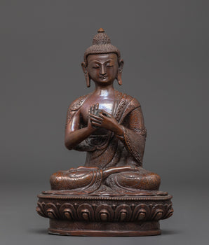 Oxidized Copper handmade Vairocana Sculpture: Cosmic Buddha