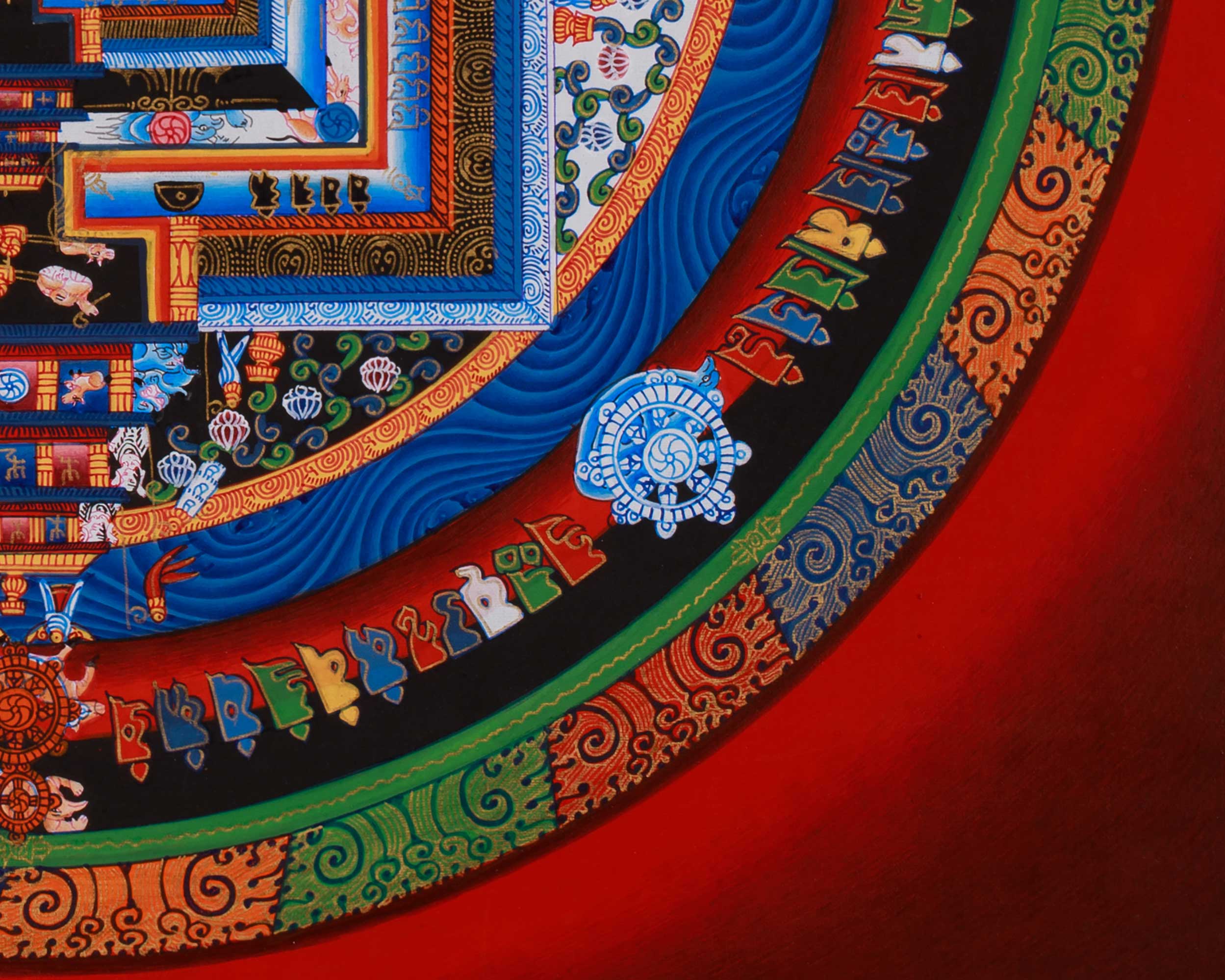 Buddhist Artwork of Kalachakra Mandala | Traditional Wheel of Time Thangka