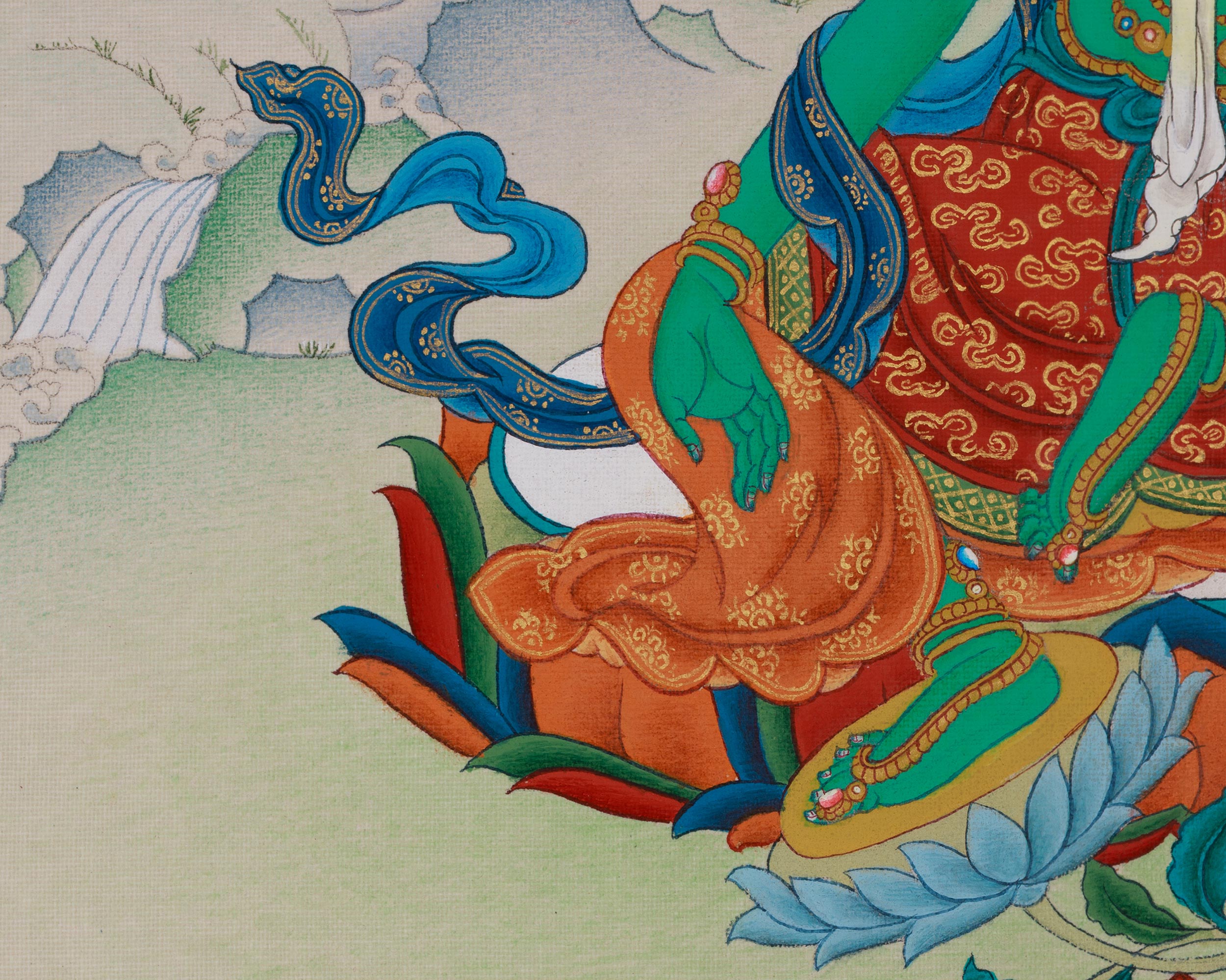 Mother of Liberation Green Tara Thangka | Himalayan Sacred Buddhist Artwork