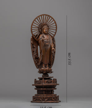 Standing Buddha Statue | Buddhist Oxidized Copper Statue
